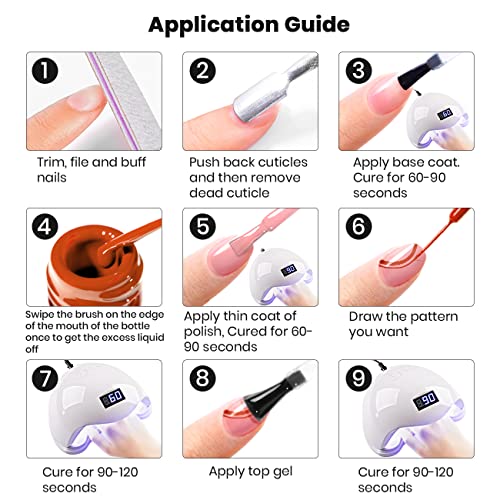 RARJSM Nail Art Gel Liner 12 Colors Collection Sage Green Dusty Pink Navy Blue Orange Painted Gel Nail Polish Set 5ml UV LED Cured Nail Design Thin Striper Brush for Home Salon Mani Diy Summer - Image 7