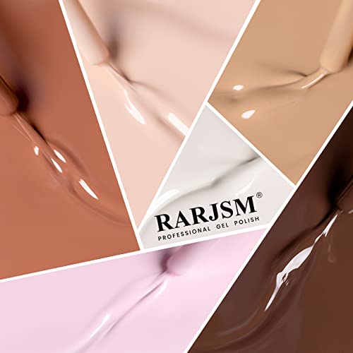 RARJSM Nail Art Gel Liner Nude Color 6pcs Set Nude Pink Brown Skin Tone Painting Striping Gel Nail Polish UV LED Curing Requires Soak off 8ml Build in Thin Sharp Brush Home DIY Salon Swirl Nail Design - Image 3