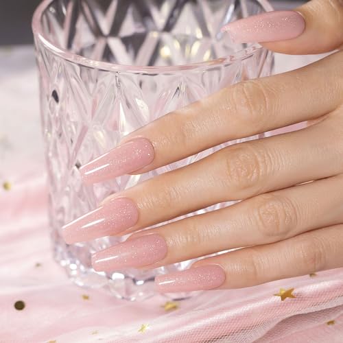RARJSM Nude Glitter Rubber Base Gel Nail Polish Icy Jelly Pink Rainbow Shimmer Rubber Base Gel for Nails Iridescent Brush on Quick Extend Builder Hard Gel Soak Off Curing Requires 15ml French Manicure - Image 2