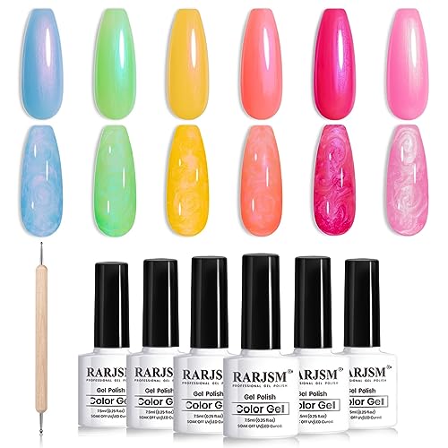 RARJSM Painting Nail Art Gel Liner Set 12 Colors and earl Gel Nail Polish Set Neon Green Blue Yellow Orange Red Pink Rainbow 6 Bright Colors - Image 6