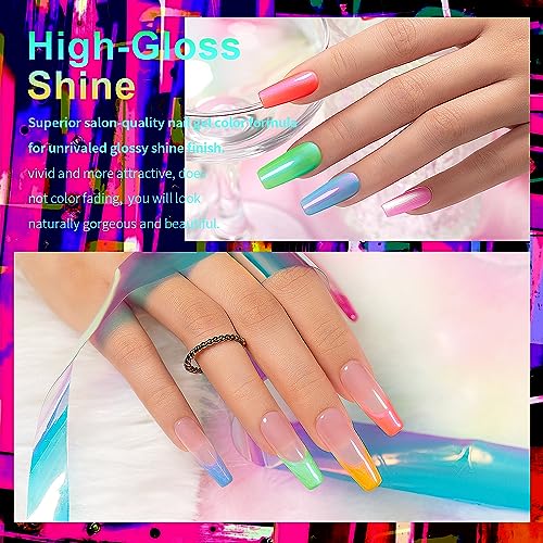 RARJSM Painting Nail Art Gel Liner Set 12 Colors and earl Gel Nail Polish Set Neon Green Blue Yellow Orange Red Pink Rainbow 6 Bright Colors - Image 8
