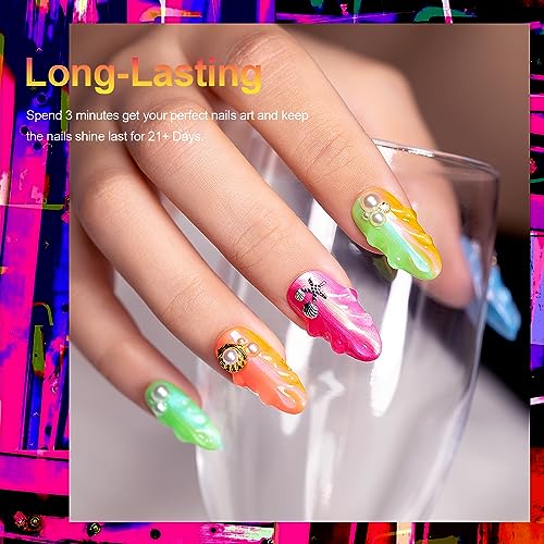 RARJSM Painting Nail Art Gel Liner Set 12 Colors and earl Gel Nail Polish Set Neon Green Blue Yellow Orange Red Pink Rainbow 6 Bright Colors - Image 7