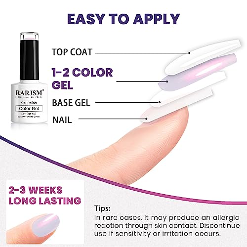 RARJSM Pearl Gel Nail Polish,Purple Pearlescent Gel Polish,Shell Glitter Red Shimmer Iridescent Mermaid Nail Gel Polish Soak Off LED UV Curing Requires Swirl Thread Effect DIY Manicure Use 7.5ML - Image 7