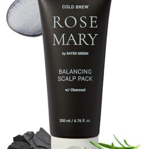 RATED GREEN COLD BREW Rosemary Balancing Scalp Pack w/Charcoal | Korean Hair Care Hair Conditioning Mask | Deep Conditioning Hair Mask for Dry Damaged Hair | Hydrating Hair Mask, 6.76 Fl. Oz