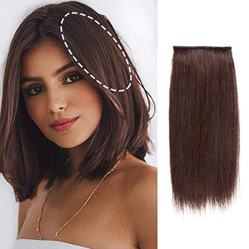 Real Remy Human Hair Clip in Hair Extensions Short Straight Thick Double Weft One Piece Hair Pieces for Thinning Hair Invisible Hairpin Increase Women Men Hair Volume 8 inch#2 Brown