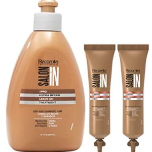 RECAMIER Leave-In Conditioner Detangler + 2 Hydra Repair SOS | Dry Damaged Hair Treatment | Comb Cream Styling Lotion | Tratamiento Cabello Seco Maltratado 10.1 OZ