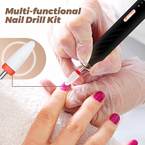 Rechargeable Electric Nail Drill Machine Set Black Ceramic Bit for Beginners - Image 4