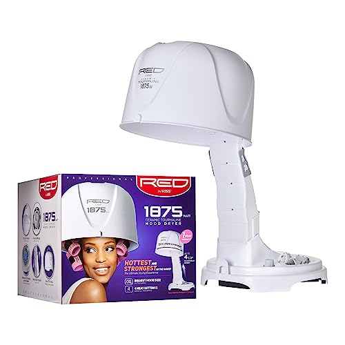 RED By KISS 1875W Ceramic Tourmaline Hood Dryer, 4 Heat Settings, Adjustable Height, New