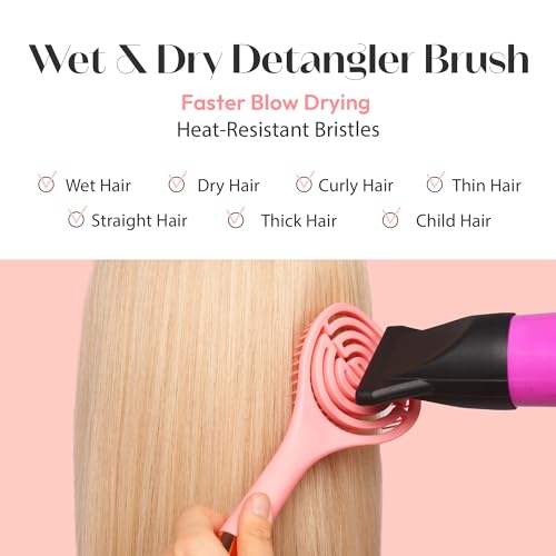 RED by Kiss Dry Vent Detangling Hair Brush, Amaze Detangler Hair Brush for Adults and Kids, Hair Straightening Brushes for Straight, Curly, Wet and Dry Hair, Styling Brushes for Blow Drying (Circle) - Image 5