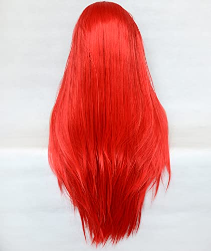Red Lace Front Wig 22 Inch Straight Synthetic Heat Resistant Hair for Women - Image 4