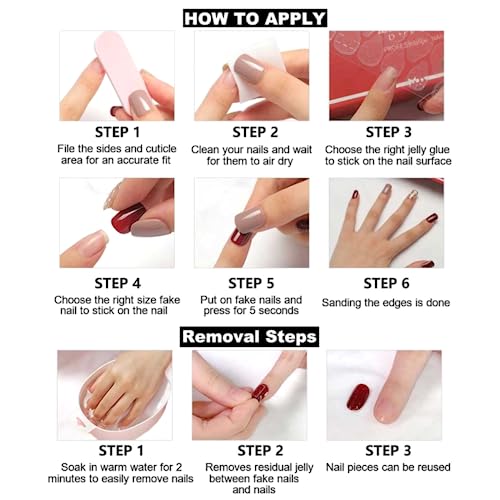 Red Press on Nails Short Square Fake Nails Acrylic Nails Solid Color False Nails Press ons Glossy Glue on Nails Stick on Nails for Women and Girls - Image 6