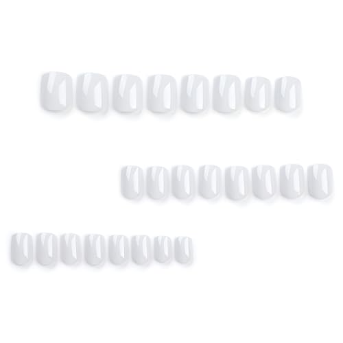 Red Press on Nails Short Square Fake Nails Acrylic Nails Solid Color False Nails Press ons Glossy Glue on Nails Stick on Nails for Women and Girls - Image 2
