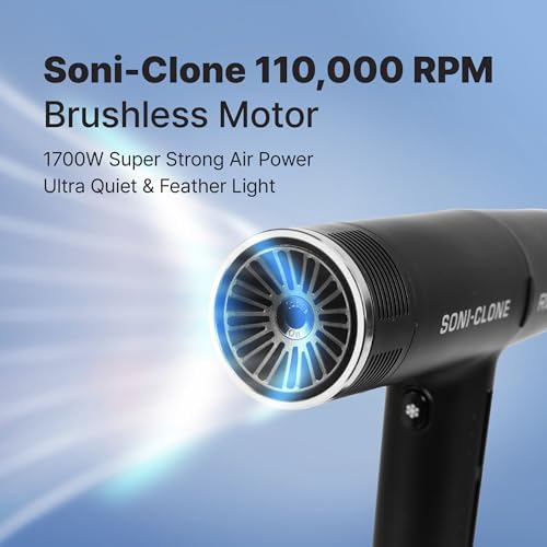 RED Pro Hair Dryer Soni-Clone 110,000 RPM High Speed BLDC Motor Dryer, Strong Air Flow for Fast Drying, Lightweight with Luxury Home & Travel Pouch, Magnetic Nozzle Hair Pik, Diffuser & Concentrator - Image 2