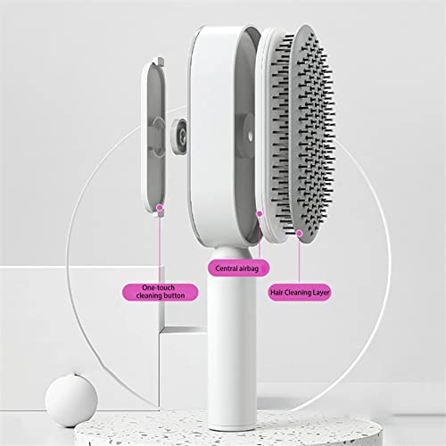 Red Self-Cleaning Detangling Hair Brush for Wet or Dry Use with 3D Cushion Massager - Image 2
