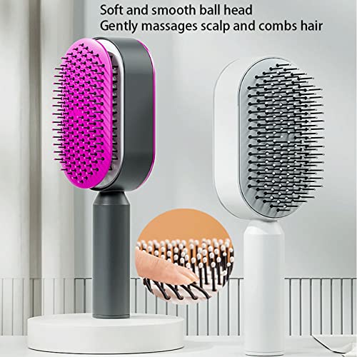Red Self-Cleaning Detangling Hair Brush for Wet or Dry Use with 3D Cushion Massager - Image 5