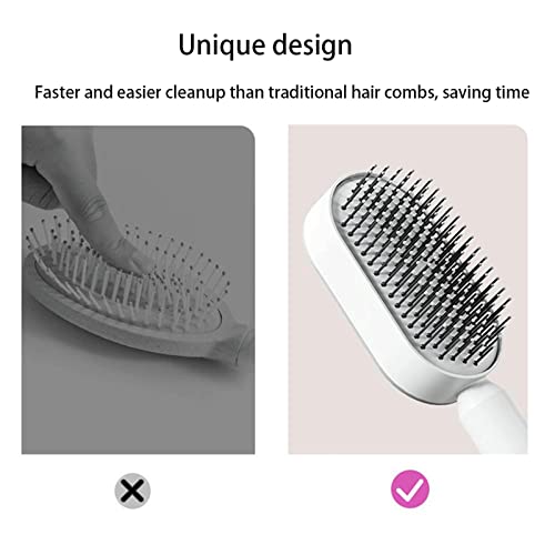Red Self-Cleaning Detangling Hair Brush for Wet or Dry Use with 3D Cushion Massager - Image 3