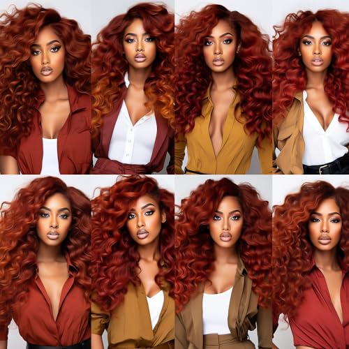 Reddish Brown Curly Wave Human Hair Bundles Color 33 Copper Red Kinky Curly Bundles 16 18 20 inch Brazilian Human Hair Double Weft Wet and Wavy Bundles Silky and Soft for Black Women - Image 2