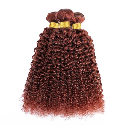 Reddish Brown Curly Wave Human Hair Bundles Color 33 Copper Red Kinky Curly Bundles 16 18 20 inch Brazilian Human Hair Double Weft Wet and Wavy Bundles Silky and Soft for Black Women - Image 3