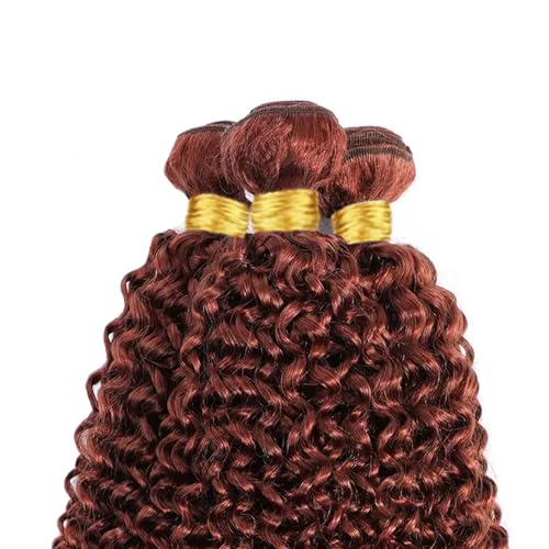 Reddish Brown Curly Wave Human Hair Bundles Color 33 Copper Red Kinky Curly Bundles 16 18 20 inch Brazilian Human Hair Double Weft Wet and Wavy Bundles Silky and Soft for Black Women - Image 6