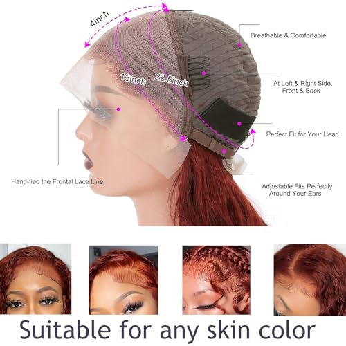 Reddish Brown Lace Front Wigs Human Hair 13x4 Body Wave Brown Lace Front Wigs Human Hair 180% Density Lace Front Wigs Human Hair Pre Plucked with Baby Hair 20inch HD Lace Front Wig Human Hair(20 inch) - Image 4