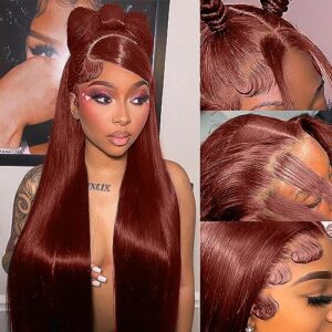 Reddish Brown Lace Front Wigs Human Hair Pre Plucked 13x4 straight HD Lace Frontal Wigs Human Hair for Women glueless wigs human hair Copper Red Lace Front Wig Human Hair Pre Plucked with Baby Hair