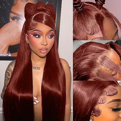 Reddish Brown Lace Front Wigs Human Hair Pre Plucked 13x4 straight HD Lace Frontal Wigs Human Hair for Women glueless wigs human hair Copper Red Lace Front Wig Human Hair Pre Plucked with Baby Hair