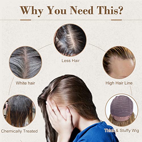 REECHO Hair Toppers for Women Real Human Hair, Hair Toppers with Bangs, Topper Hair Pieces for Women with Thinning Hair, Clip In Hair Topper Top Hair Extensions 10 Inch - Ombre Ash Blonde - Image 7
