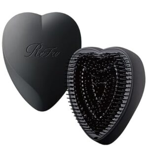 ReFa Heart Brush Matte Black, Small, Heart-Shaped, Gentle Detangling for Thick Hair