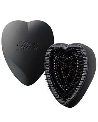 ReFa Heart Brush Matte Black, Small, Heart-Shaped, Gentle Detangling for Thick Hair