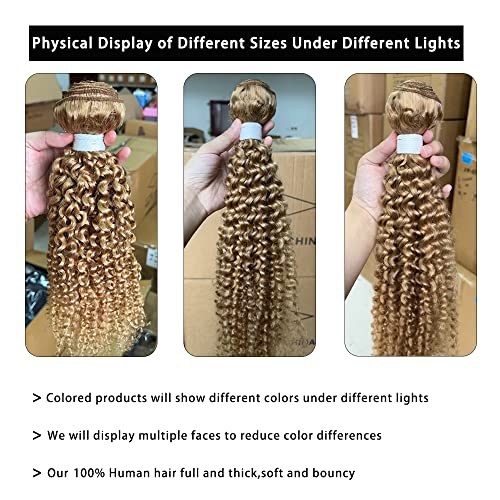 REMY Hair Color #27 Brazilian Human Hair Bundle Honey Blonde Bundle Kinky Curly Unprocessed Hair Extension - Image 2
