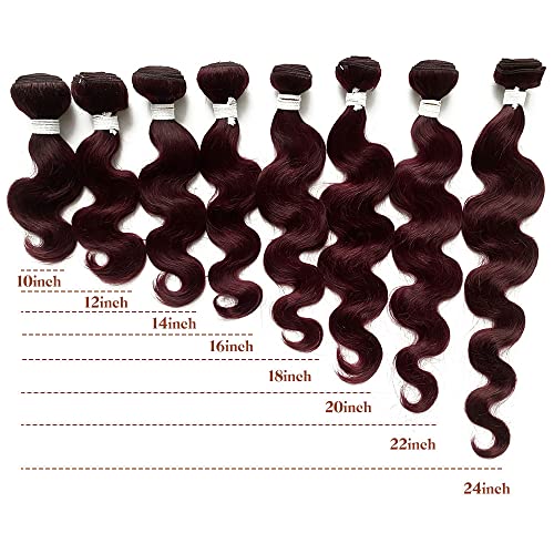 REMY HAIR Red Bundles Human Hair 99j Bundles Body Wave 20 Inch 1 Bundle Unprocessed Brazilian Virgin Hair Human Hair Bundles for Black Women - Image 4