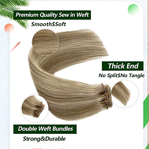 24 Inch Brown to Blonde Balayage Remy Human Hair Extensions Double Weft 120g Sew-in - Image 5