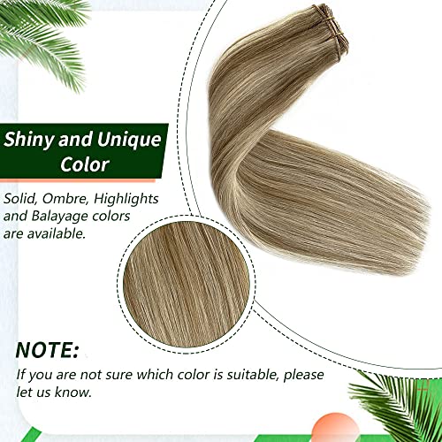 24 Inch Brown to Blonde Balayage Remy Human Hair Extensions Double Weft 120g Sew-in - Image 4