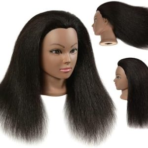 100% Real Human Hair Cosmetology Training Mannequin Head with Clamp Stand