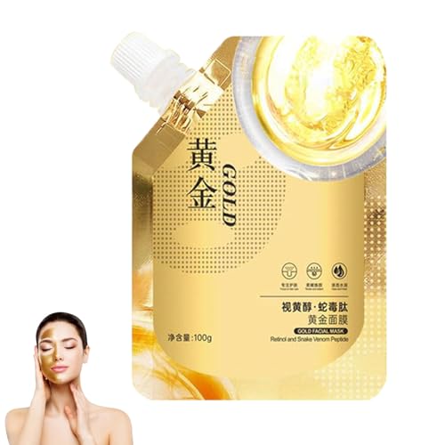 Retinol Snake Venom Peptide Gold Mask, Huasurv Gold Mask, Rejuvenating Gold Peel Off Mask, Retinol Snake Venom Gold Mask, Reduces Fine Lines and Cleans Pores (1PCS)