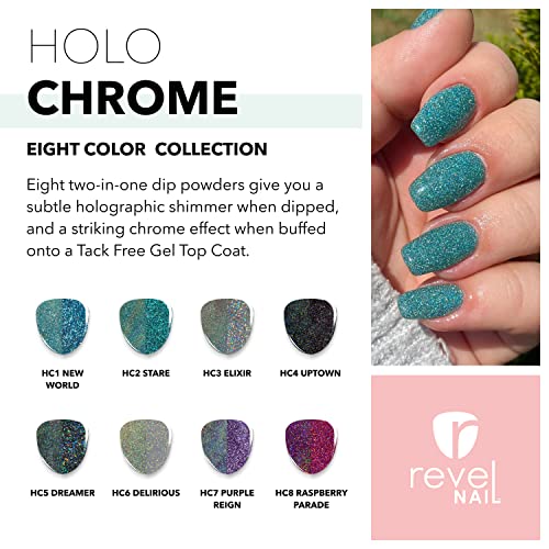 Revel Nail Dip Powder - Chrome Glitter Dip Powder for Nails, Chip Resistant Dip Nail Powder with Vitamin E and Calcium, DIY Manicure, 8-Pack - Image 2