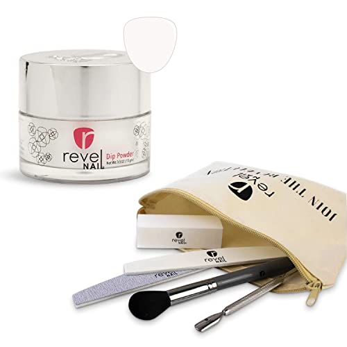 Revel Nail Dip Powder, Vivien Shade, (0.5 Ounce) Premium Color Dipping Powder for Nails, Professional French Manicure Powder, DIY Dipping Mates with Professional Manicure Tools Kit | Nail Files, Buffe