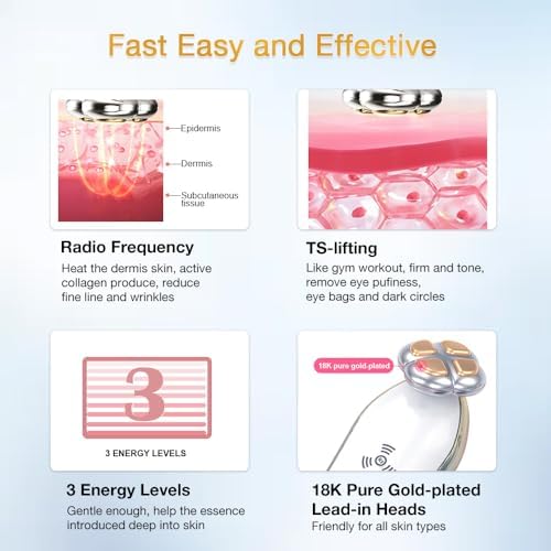 RF Radio Frequency Eye Device | Under Eye Bags Treatment | Eye Bags | Eye Puffiness | Dark Circles | Wrinkle Reducing | Anti Aging Device - 2 in 1 Professional RF Eye Skin Care Beauty Device - Image 2