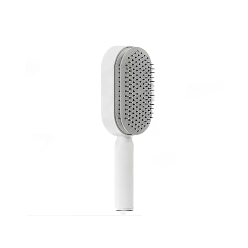 RHOS Self-Cleaning 3D Air Cushion Hair Brush with Holder for All Hair Types White