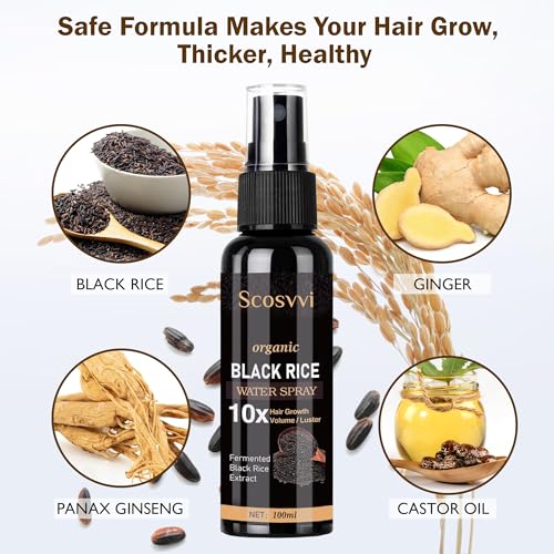 Rice Water For Hair Growth Serum: Hair Loss Treatments For Women And Men - For Dry Damaged Hair With Castor Oil Ginger And Fermented Rice - Hair Growth Spray For Thicker Fuller Longer Hair 100ml - Image 2
