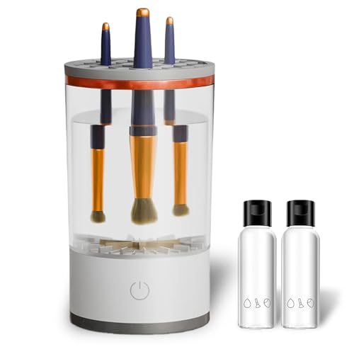 Rinse Lily Makeup Brush Cleaner, Rinse Lily Electric Make Up Brush Cleaner Cleanser Machine, Smart and Convenient for All Makeup Brushes (1Pcs+2Bottles of cleaning fluid)