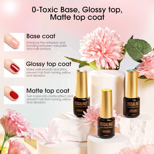 ROSALIND 48PCS Gel Nail Polish Set, 45 Colors Fall Gel Polish Brown Orange Reflective Glitter Gel Polish Starter Set with Matte & Glossy Gel Top Base Coat Manicure Gift for Women - Image 6