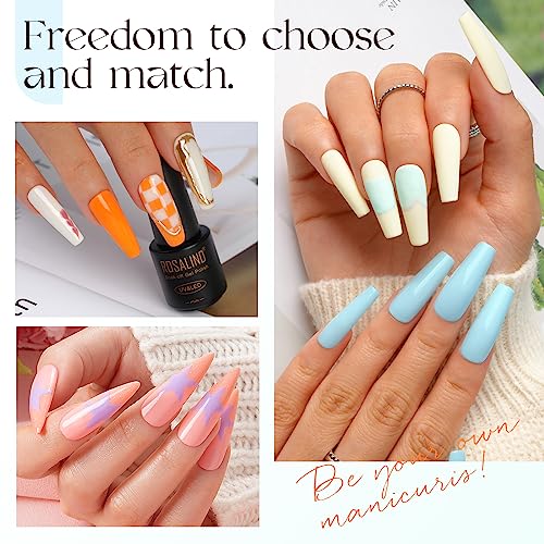 ROSALIND 48PCS Gel Nail Polish Set, 45 Colors White Black Nude Pink Colorful Collection Gel Polish Set with 3 Pcs Gel Top Coat and Base Coat Set Nails Art Manicure Home Salon for Women - Image 4