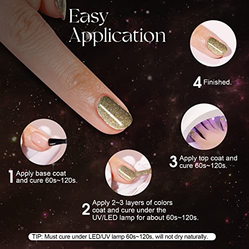 ROSALIND 6 Color Glitter Gel Nail Polish Set for Professional Home DIY Manicures - Image 7