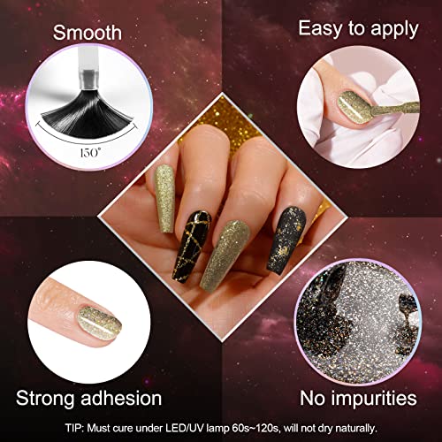 ROSALIND 6 Color Glitter Gel Nail Polish Set for Professional Home DIY Manicures - Image 4