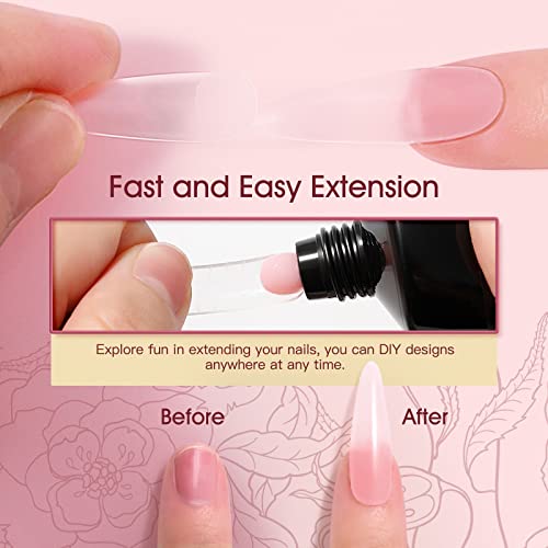ROSALIND 60ML Pink Poly Nail Gel, Peach Pink Poly Extension Gel for Nails Nature Poly Pink Gel Color Builder Nail Strengthen Gel Poly Nail Art Design, Poly Acrylic Gel Packs for Women Christmas - Image 4
