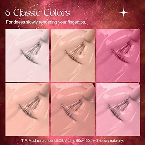 ROSALIND 6PCS Nude Pink Gel Nail Polish Kit Soak Off Manicure Nail Art - Image 2