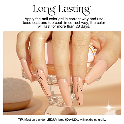 ROSALIND 6PCS Nude Pink Gel Nail Polish Kit Soak Off Manicure Nail Art - Image 6