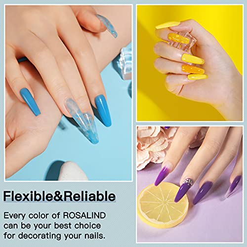 ROSALIND Neon Rainbow Poly Nail Gel Set, 6 Colors Neon Green Yellow Orange Purple Red Poly Extension Gel Kit Long Lasting Soak Off Gel Builder Poly Nail Gel DIY Art Salon for Women - Image 6