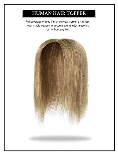 Rose Bud 14 Inch Light Brown Human Hair Clip-In Topper for Thinning Hair - Image 4